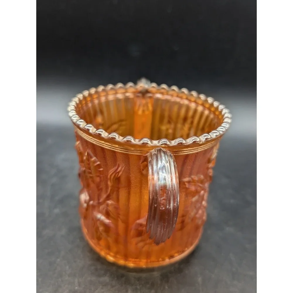 Imperial Glass Marigold Carnival Glass Lustre Rose Open Sugar Bowl Double Handle